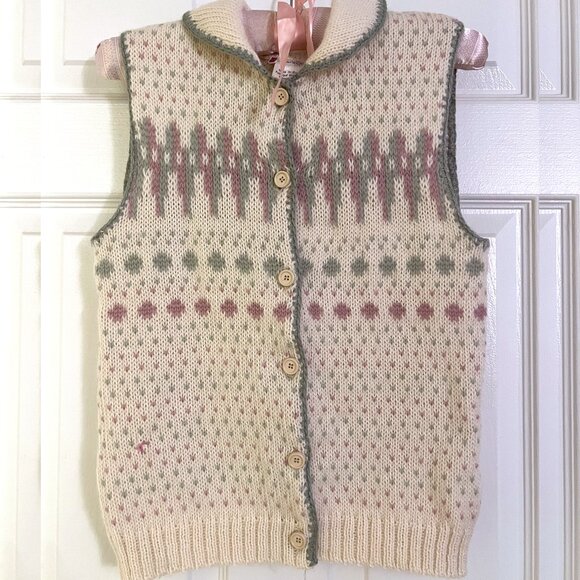 Vintage 70s Suzuya Bloomingdales Knit Vest 100% Lambswool - Picture 1 of 6